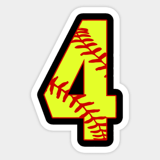 Fastpitch Softball Number 4 #4 Softball Shirt Jersey Uniform Favorite Player Biggest Fan Sticker